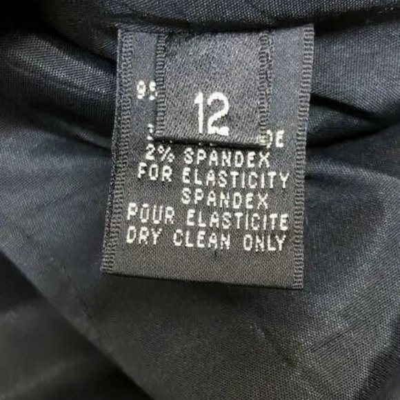 Ralph Lauren Black Pinstripe Wool Blazer Leather Collar Size 12 Made in U.S.A. - Picture 6 of 11